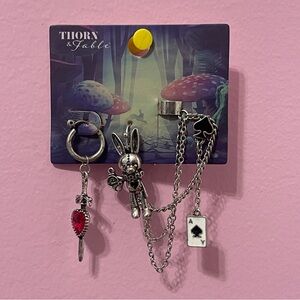Thorn & fable Alice In Wonderland Lewis Carroll cuff earrings jewelry Victorian